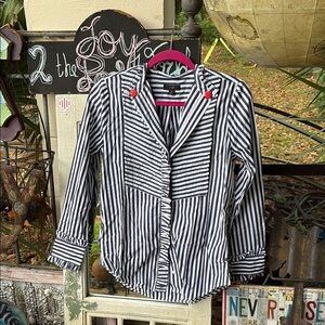 J. Crew Navy and White Striped poplin cotton Shirt